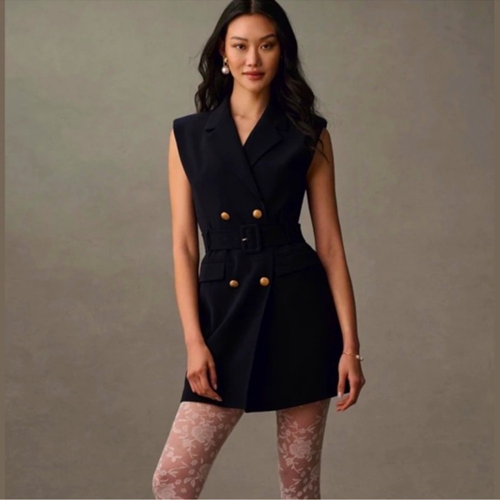Endless Rose Black Double-Breasted Dress
